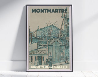 Montmartre Poster Moulin de la Galette by Alecse | Limited Edition | Paris Travel Poster | Montmartre Print | Poster of Montmartre Windmill