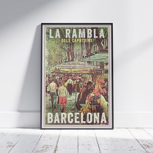 Barcelona Poster Rambla dels Caputxins by Alecse | 300ex | Spain Travel Poster | Ramblas Barcelona Print | Barcelona Travel Poster