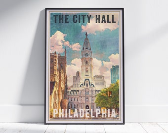 Philadelphia Poster City Hall by Alecse | Limited Edition | Pennsylvania Travel Poster | Poster of Philadelphia Gift | Philly Poster