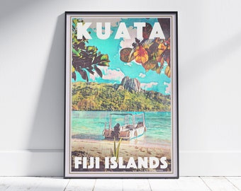 Fiji Poster Kuata by Alecse | Limited Edition | Fiji Travel Poster | Kuata print | Fiji Gift | Poster of Kuata Fiji | Classic Fiji Print