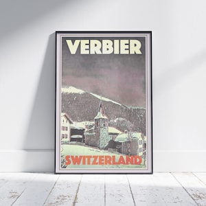 Verbier Poster by Alecse | Limited Edition | Switzerland Travel Poster | Verbier gallery wall print of the Swiss Alps | Ski Decoration