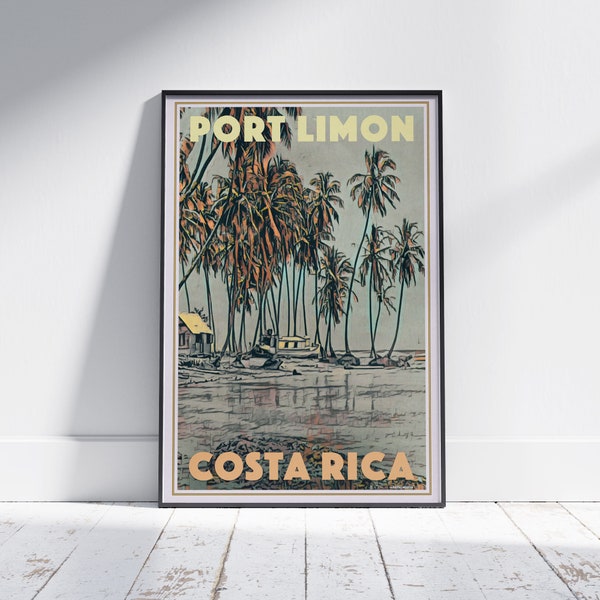 Costa Rica Poster Port Limon by Alecse | Limited Edition Costa Rica Travel Poster of Port Limon | Poster of Costa Rica | Pura Vida Print