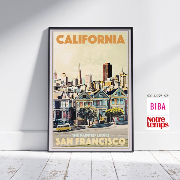 San Francisco Poster Painted Ladies by Alecse | Limited Edition Classic San Francisco Poster | California Gallery Wall Print Painted Ladies