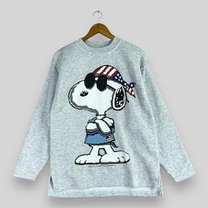 Maglione pullover SNOOPY Joe Cole, taglia media, vintage anni '90, Snoopy, cartone animato American Rocky, maglione stampato, Snoopy Peanuts, grigio, girocollo, taglia M
