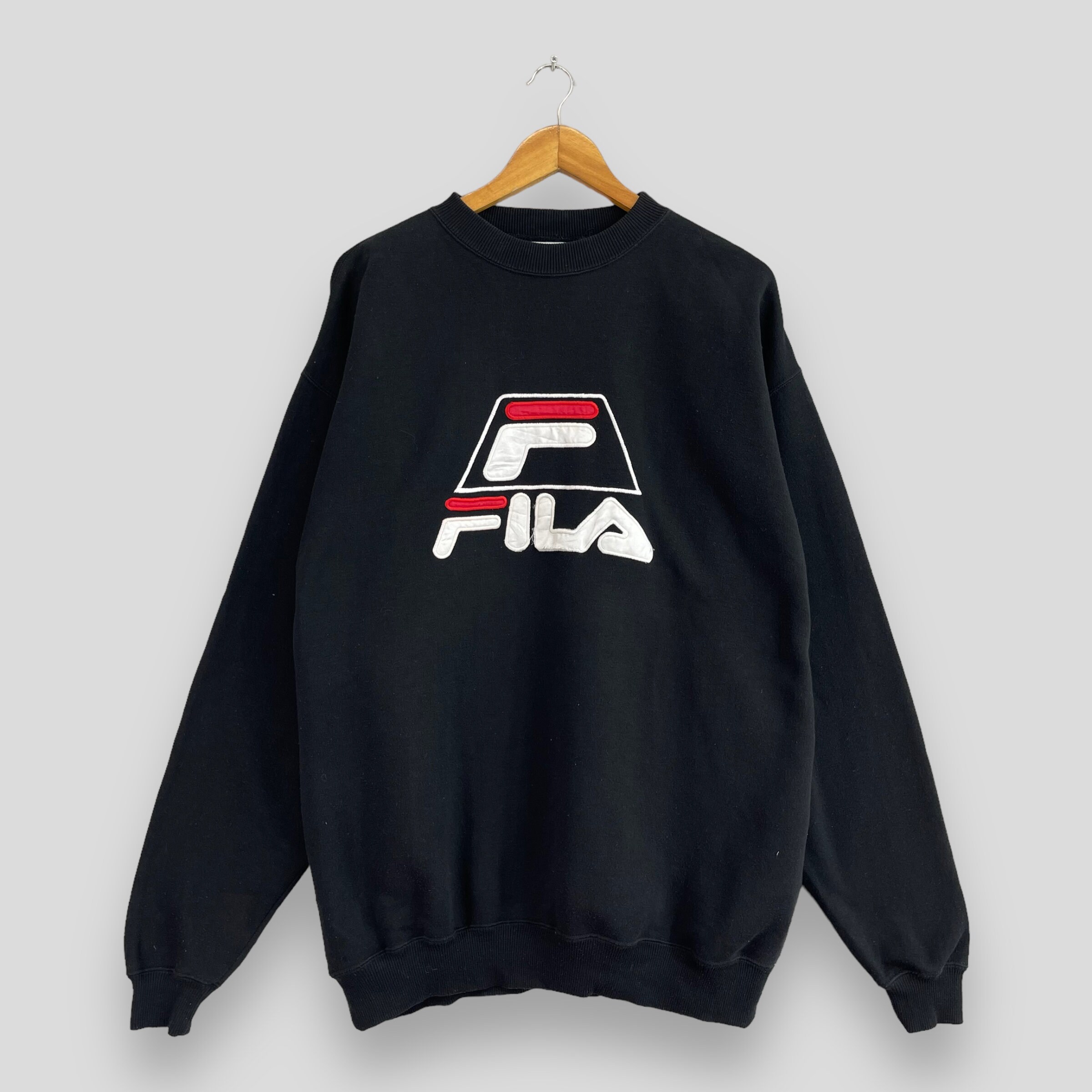 Buy Vintage FILA Italia Crewneck Sweatshirt Large 1990s Fila Big Logo Spell  Out Embroidery Sportswear Fila Sport Black Pullover Sweater Size L Online  in India 