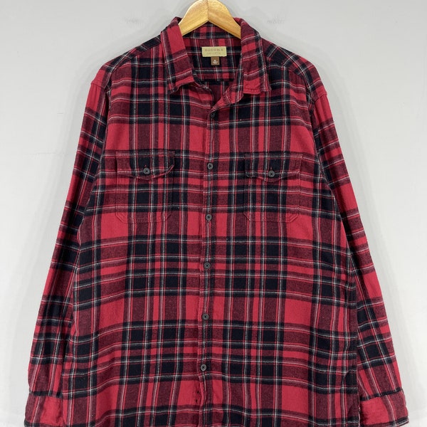 Vintage SONOMA Checkered Flannel Xlarge 1990s Plaid Checkered Red/Black Oversized Indie Boho Grunge Shirt Oxfords Buttondown Size XL