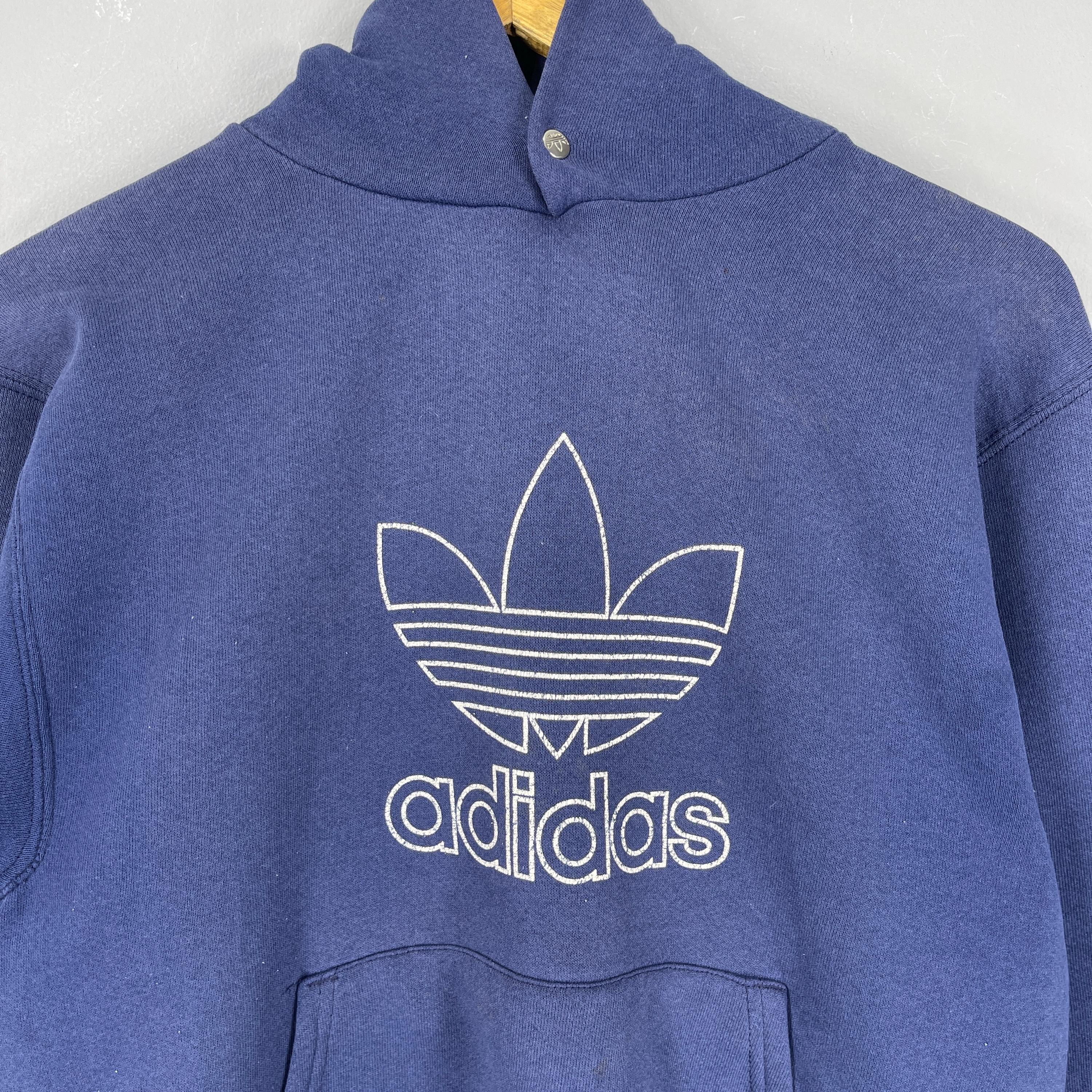 Hoodie Vintage Adidas Trefoil 90s Big Pullover ADIDAS Logo 1990s 