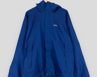 Vintage 1990s PATAGONIA Windbreaker Jacket Mens Large Patagonia Outdoor Sportswear Patagonia H2no Blue Hoodie Warmer Jacket Mens Size L