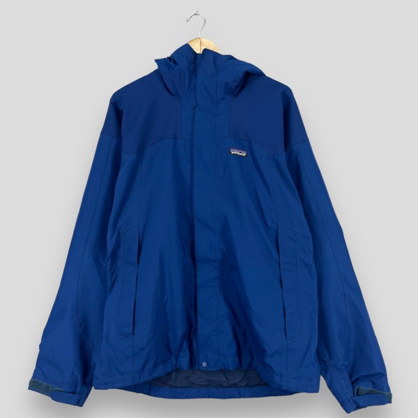 Vintage 1990s PATAGONIA Windbreaker Jacket Mens Large Patagonia Outdoor Sportswear Patagonia H2no Blue Hoodie Warmer Jacket Mens Size L