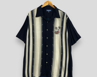 Vintage Y2K Croft & Barrow Hawaii Rayon Shirt Xlarge Hawaiian Coconut Tree Guam Beach Surfing Sunwear Button Up Aloha Wear Shirt Size XL