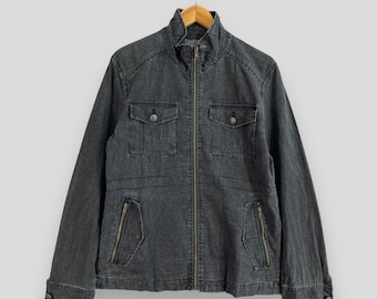 SMITH'S Denim Jeans Jacket Women Medium Vintage 1990's Union Made Denim Bikers Jacket Workers Style Black Denim Concert Jacket Size M