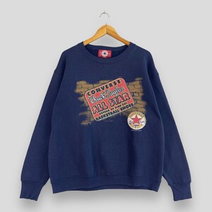 Vintage 1990s CONVERSE ALL STAR Crewneck Sweatshirt Large Converse Basketball Sportswear Converse Usa Chuck Taylor Blue Sweater Size L