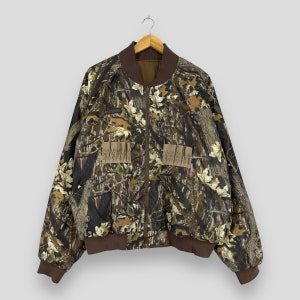 Vintage 90's COLUMBIA Bomber Jacket Xlarge Columbia Usa Sportswear Camouflage Mossy Oak Tree Pattern Columbia Reversible Jacket Size XL