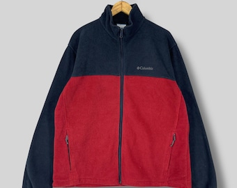 Vintage Y2K COLUMBIA Fleece Jacket Xlarge Columbia Sportswear Two-Tone Navy/Red Outdoor Gorpcore Streetwear Full Zip Sweater Men's Size XL