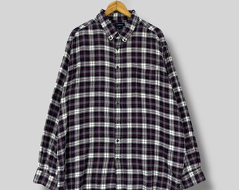 ORVIS Blue/black/white Plaid Double Weight Flannel Shirt ORVIS Blue/black/white Plaid Double Weight Flannel Shirt