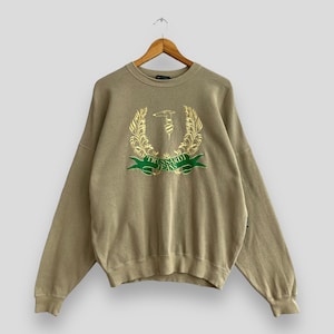 Vintage 1990s TRUSSARDI JEANS Sweatshirt Crewneck Large Trussardi Italy Designer Big Logo Embroidery Trussardi Pullover Sweater Size L