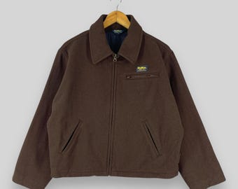 OSHKOSH Heavy Wool Jacket Medium Vintage 1990s Oshkosh B&#39;Gosh Casual Winter Cold Weather Jacket Oshkosh Zipper Wool Jacket Brown Size M