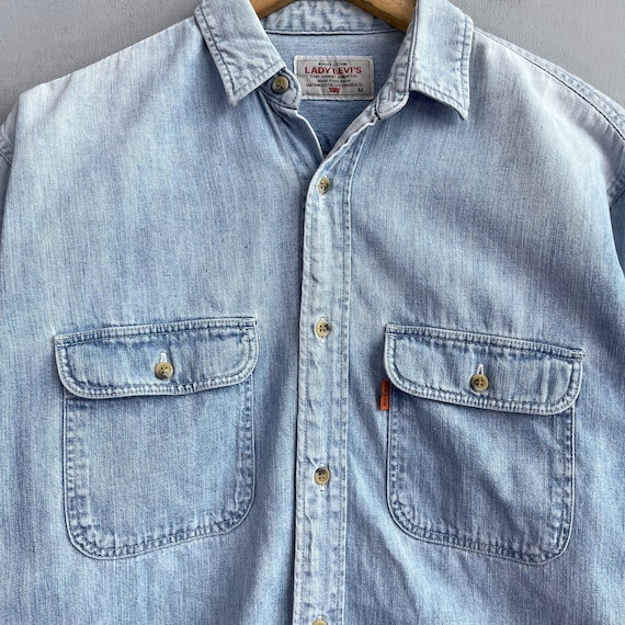 LEVIS STRAUSS Denim Workers Shirt Medium Vintage 90's Levis Orange
