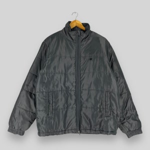 Vintage CHAMPION Puffer Down Jacket Large Y2K Champion Sportswear Winter Session Coat Champion Outdoor Sun Faded Black Zipper Jacket Size L