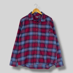 Vintage EDDIE BAUER Checkered Flannel Shirt Xlarge Y2K Plaid Shadow Red/Blue Tartan Indie Boho Grunge Flannel Button Up Casual Shirt Size XL