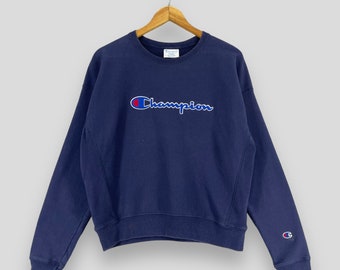 Vintage 90s Champion USA Varsity SMC Hoodie Grey Navy Blue Size