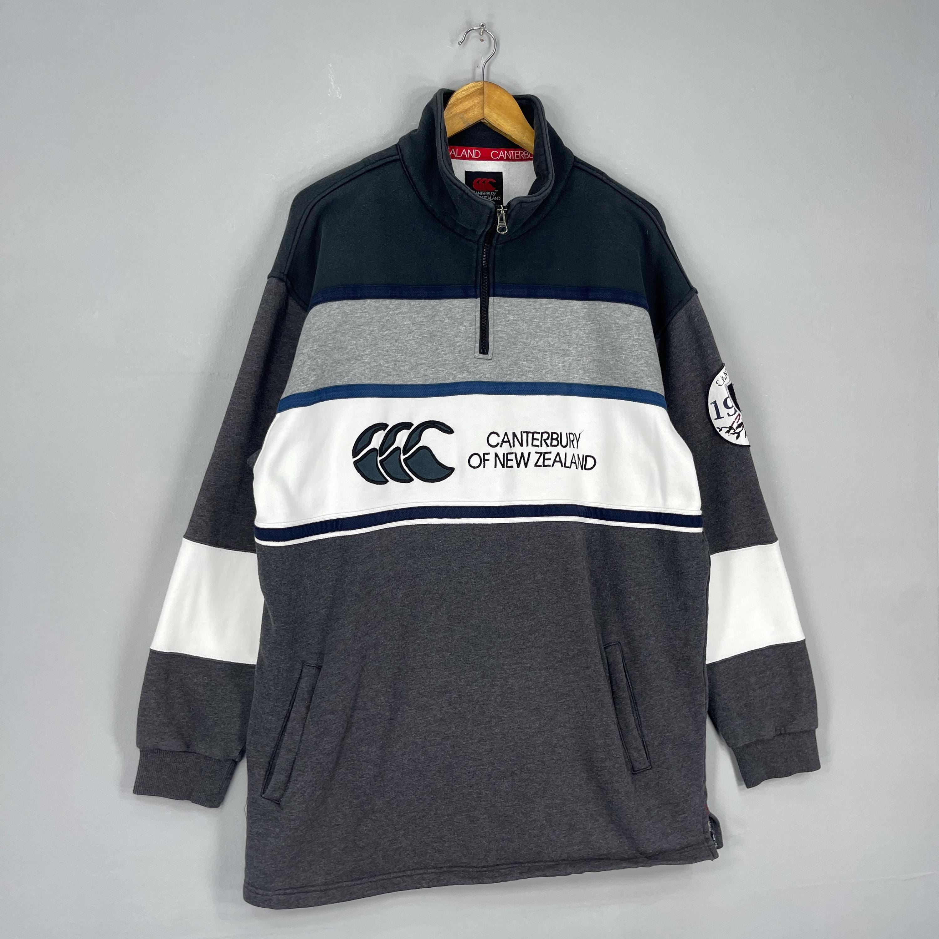 美品 1回使用 ウール80% CANTERBURY OF NEW ZEALAND Vintage CANTERBURY New Zealand Rugby Half Zipper Sweater Xlarge