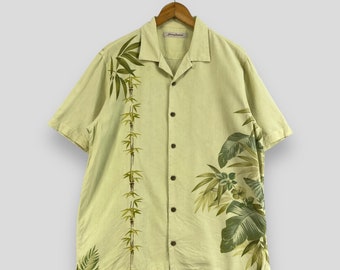 TOMMY BAHAMA Hawajska koszula w kwiaty, średnia, vintage, Y2K, hawajska, Aloha, tropikalne kwiaty, kwiat hibiskusa, plażowa, imprezowa, zapinana na guziki, rozmiar M