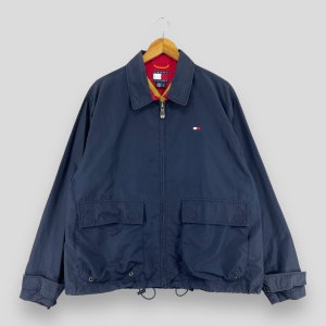 Vintage TOMMY HILFIGER Windbreaker Jacket Medium 90's Tommy Hilfiger Sailing Gear Utility Cargo Pocket Light Zipper Jacket Blue Size M