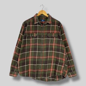 Vintage Y2K GEORGE Plaid Tartan Flannel Large Plaid Checkered Multicolor Hipster Casual Double Pocket Boyfriend Shirt Button Up Size L