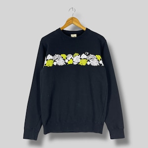Vintage 1990s OCEAN PACIFIC Sweatshirt Crewneck Medium Ocean Pacific Aloha Tropical Printed Beach Surfing Black Sweater Pullover Size M