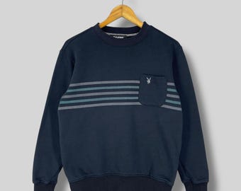 PLAYBOY Crewneck Sweatshirt Medium Vintage Y2K Playboy Bunny Small Logo Single Pocket Sweater Streetwear Playboy Black Sweater Size M