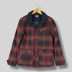 Vintage 1990s NAKED SUN Wool Jacket Small Plaid Checkered Shadow Multicolor Cold Weather Jacket Button Up Casual Checkered Coat Size L