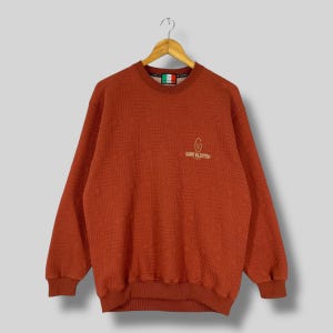 Vintage GIANNI VALETINO Sweatshirt Crewneck Large 1990s Gianni Valentino Italy Embroidery Logo Streetwear Pullover Orange Sweater Size L