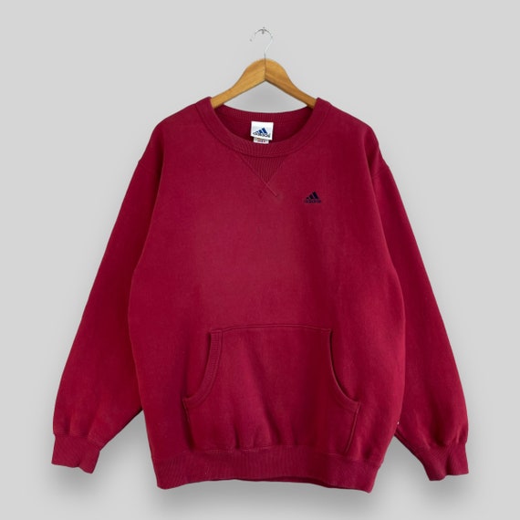Vintage 1990s ADIDAS EQUIPMENT Crewneck Sweatshirt Large Adidas Three Stripes Streetwear Adidas Sport Maroon Sweater Pullover Size L