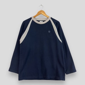 Vintage TAKEO KIKUCHI Japan Crewneck Sweater Medium 1990s Japanese Designer Streetwear Takeo Kikuchi Homewear Blue Sweatshirt Size M