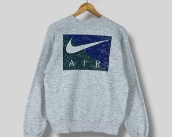 Vintage NIKE Swoosh Crewneck Sweatshirt Medium 1990er Jahre Nike Air Big Logo Sportswear Streetwear Nike Air Sport Pullover grau Pullover Größe M