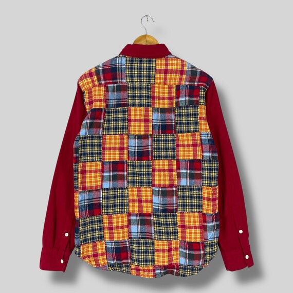 BACK NUMBER Multicolor Patchwork Flannel Shirt Me… - image 7