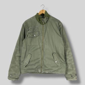 TOMMY HILFIGER Denim Jacket Medium Vintage 90&#39;s Tommy Hilfiger Field Denim Cold Weather Tommy Puffer Denim Jacket Green Distressed Size M