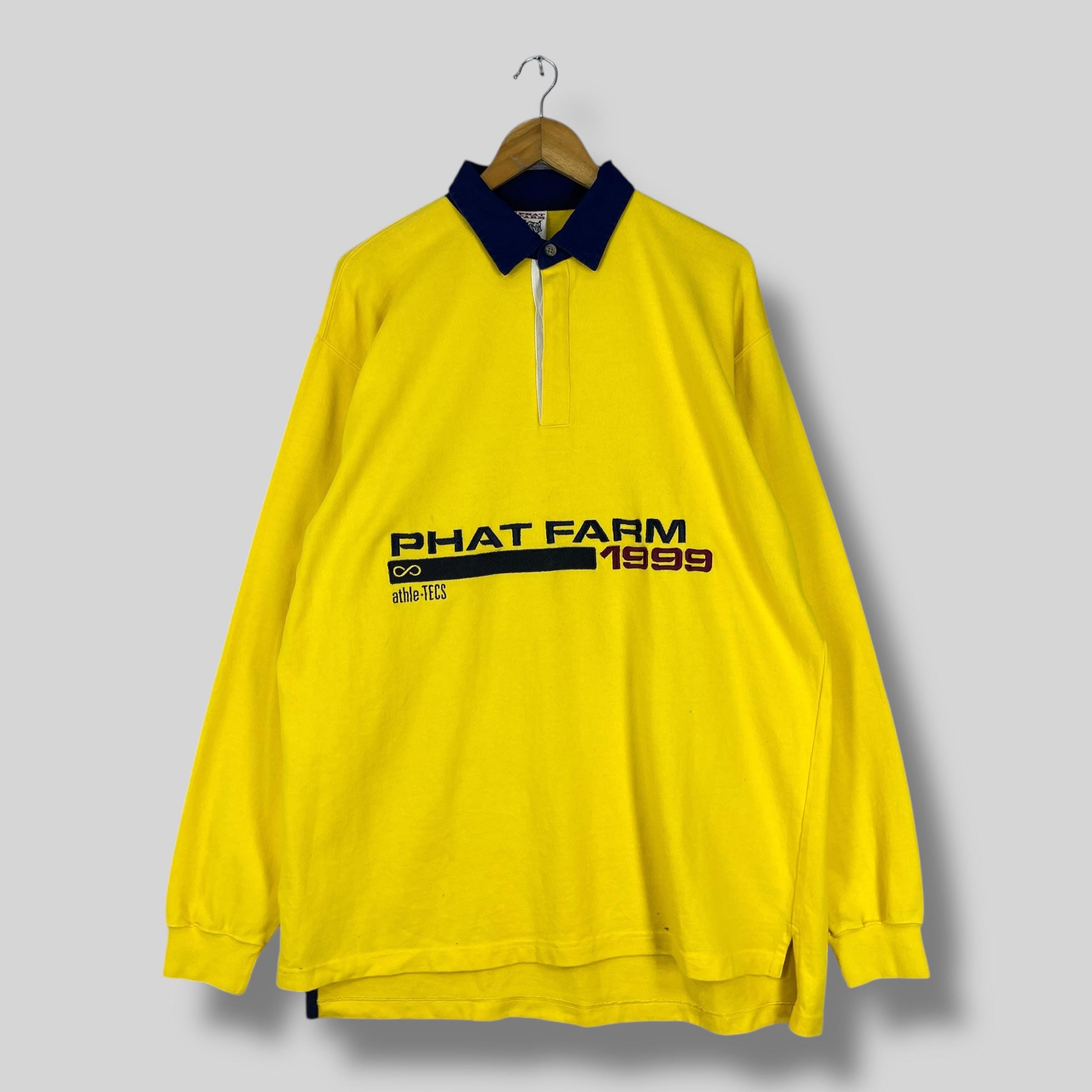 Vintage Phat Farm Shirt Mens 2XL XXL Yellow White 90s Hip