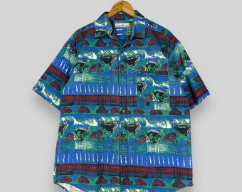 Vintage 90's Novelty Baroque Shirt Large Pop Art Abstract Crazy Funky Multicolor Painting Artwork Baroque Buttondown Casual Shirt Size L