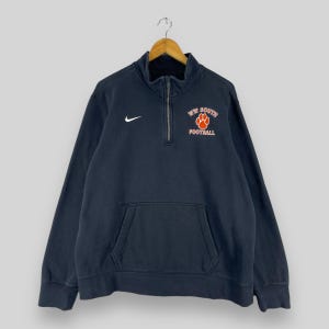 NIKE Swoosh Half Zipper Sweater Large Vintage Y2K Nike Swoosh Ww South Football Sportswear Nike Black Pullover Zipper Sweater Size L