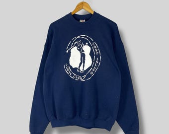 Vintage 1990s LOST ISLAND Crewneck Sweatshirt Xlarge Lost Island Golf Club Printed Sportswear Lost Island Blue Pullover Sweater Size XL