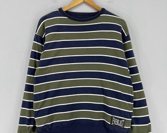 Vintage EVERLAST Stripes Sweatshirt Medium 1990s Border Stripes Multicolor Skateboarding Streetwear Old Skool Grunge Stripes Sweater Size M