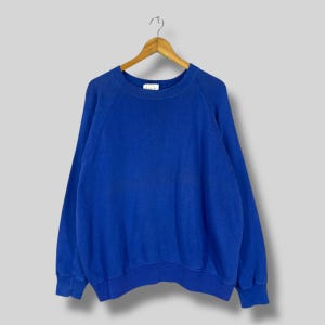 Vintage 1990s Plain Sweatshirt Crewneck Oversized Basset-Walker Made In Usa Sportswear Sweater Plain Blue Sweatshirt Pullover Size XXL