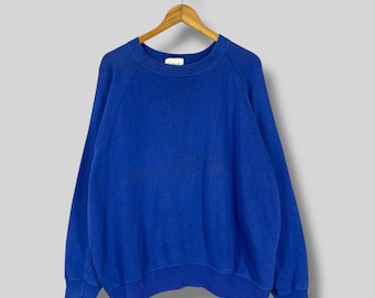 Vintage 1990s Plain Sweatshirt Crewneck Oversized Basset-Walker Made In Usa Sportswear Sweater Plain Blue Sweatshirt Pullover Size XXL