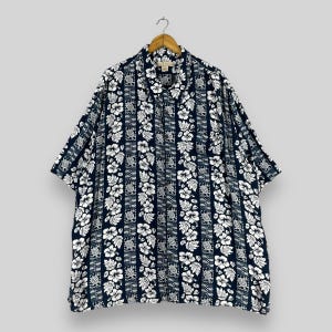 Island Outfitters Hawaii Floral Shirt Oversized Vintage Y2K Hawaiian Tribal Hibiscus Flower Motive Sunwear Buttondown Rayon Shirt Size 3XL