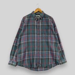 Vintage Plaid Tartan Flannel Large Y2K Plaid Checkered Tartan Multicolor Indie Boho Boyfriend Shirt Distressed Flannel Buttondown Size L