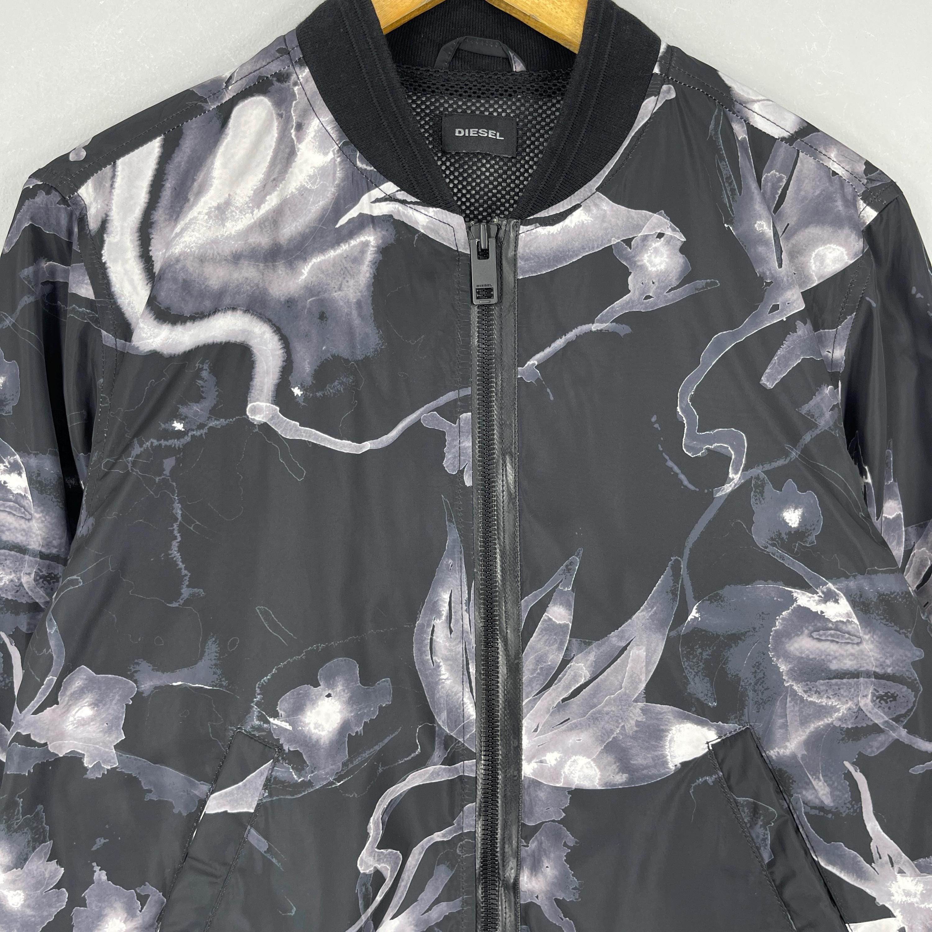 Vintage DIESEL Bomber Jacket Small Diesel Black J Blondes Floral 