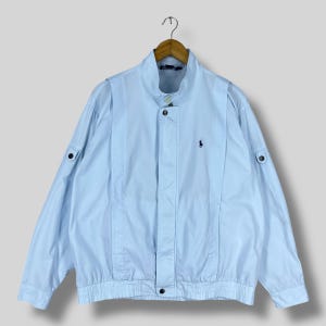 POLO GROUND Harrington Jacket Large Vintage 90's Ralph Lauren Pony Casual Style Streetwear Polo Sport Light Zipper Jacket Blue Size L