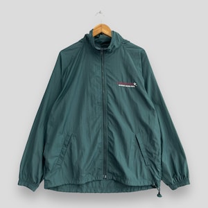 Vintage CONVERSE Windbreaker Hoodie Jacket Large 1990s Converse Skateboarding Sportswear Converse All Star Green Nylon Zipper Jacket Size L